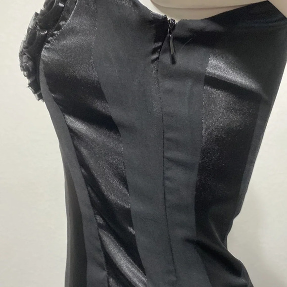 Wanko Black Satin Striped Square Neck Sheath Dress - Size S - Picture 4 of 10